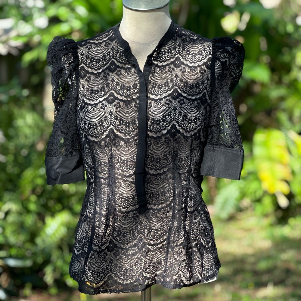 Armani Exchange Black Lace Top